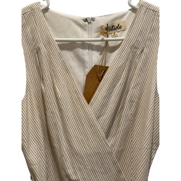 Listicle Beige Pinstripe Wrap Dress Size Small NWT Style #LD0545 - Picture 3 of 7